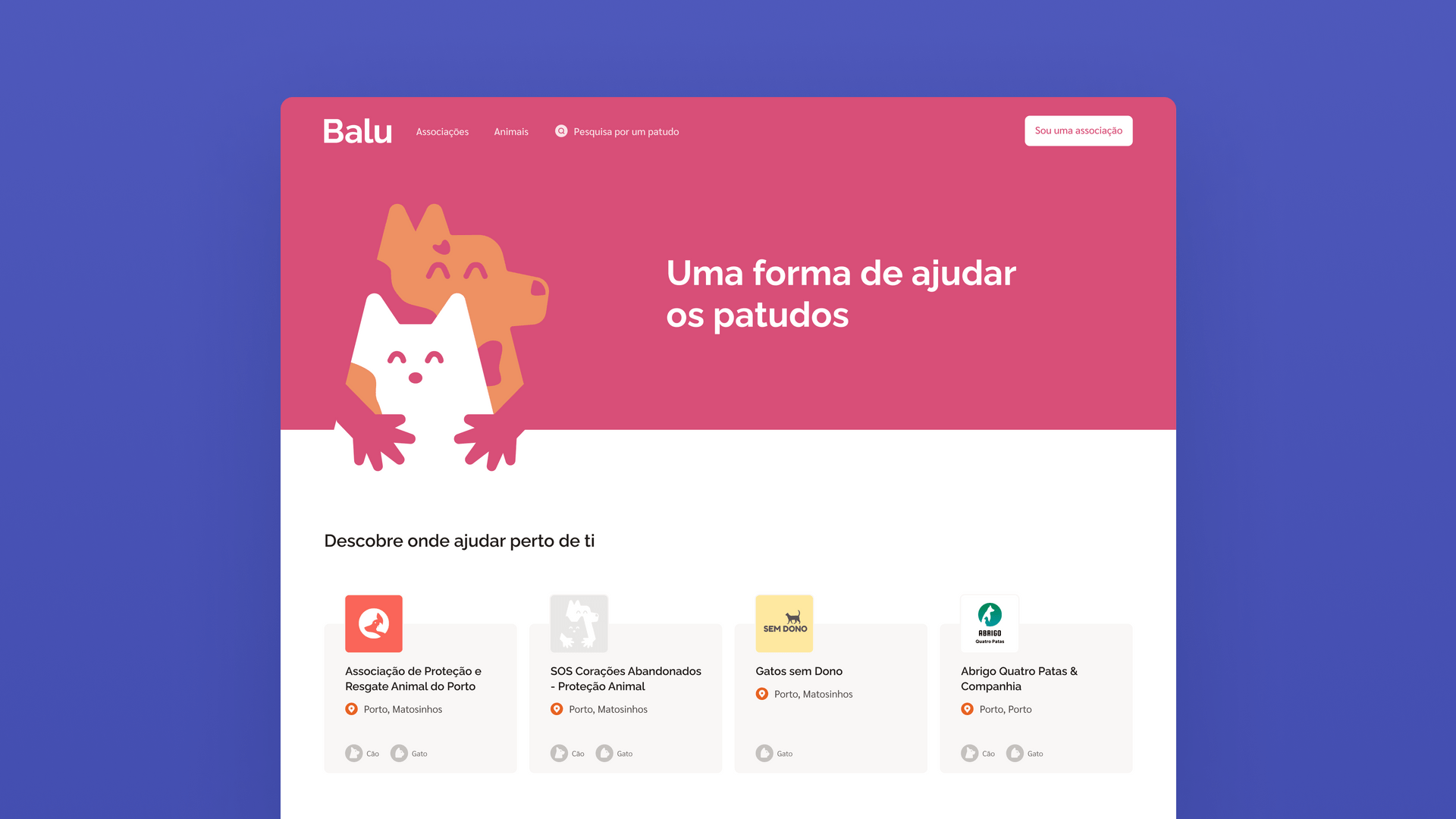A preview of Balu website