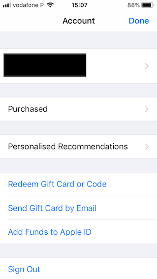 App Store on iPhone: Redeem Code